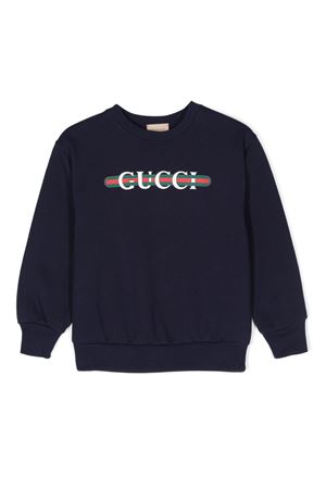 felpa in cotone blu GUCCI KIDS | 793528XJGPJ4392